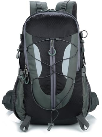 PORRASSO 30L Mochila de Senderismo Impermeable Mochila Hiking Backpack para Hombre Mujer Camping Escalada Deportes Viajar Aire Libre Negro
