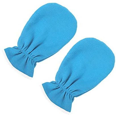 Guantes Hidratantes de Spa para Manos, Reutilizables, Talla Única Azul | Poliéster y Franela, Exfoliación y Calor Templado, 1 Par Lavable, Uso Diario o Servicio Profesional