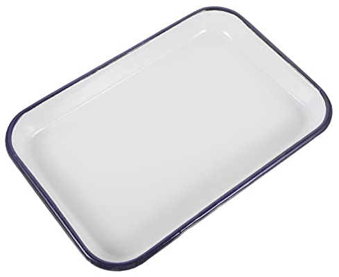 Mipcase Fuente de Horno Esmaltada Rectangular de Color Claro para Cocinar | Acabado Food-grade Antiadherente, Apta para Cenas y Tartas, Lavable en Lavavajillas