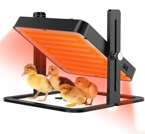 Küken Wärmeplatte – Höhenverstellbare Wärmeplatte für Küken mit Temperaturregelung 45–70 °C, 15–22W, Wärmelampe für Küken & Hühnerstall