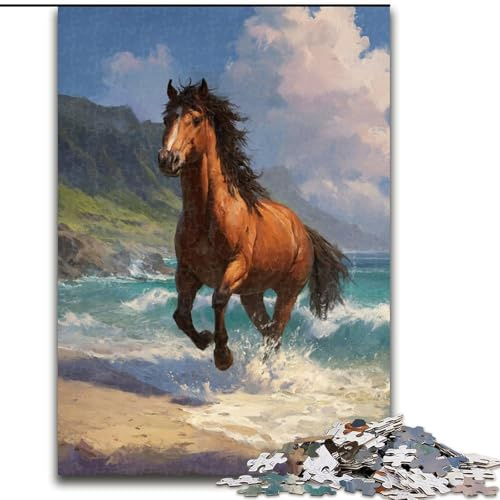 1000-teiliges Puzzle für Erwachsene, Pferd am Strand, Puzzles für Erwachsene, Heimdekoration und interaktives Familienspiel, (Größe 26x38cm)