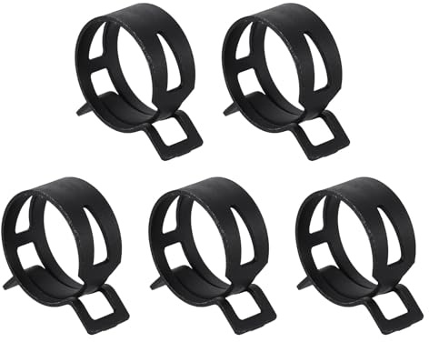 sourcing map 5pcs Spring Band Type Hose Clamps 28mm Fuel Line Hose Spring Clip Silicone Vacuum Hose Pipe Clamp Low Pressure Tube Clip Fastener, Black