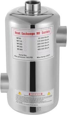 Rogowsen Échangeur de chaleur pour piscine, système de chauffage en acier inoxydable, chauffage submersible, température maximale 120 °C, convient pour piscines et jacuzzis