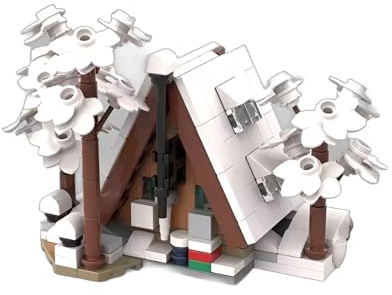 PlayExquizen Winterhütten Charme Baustein Modell, 329 Teile DIY Weihnachtsblockhütten Bausteine Spielzeug, Kompatibel mit Gängigen Marken, Heim Büro Dekoratione, Geschenke für Erwachsene und Kinder