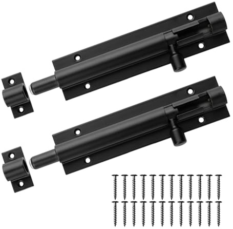 2 pernos negros para puertas de madera, pernos de puerta de 4 pulgadas, perno deslizante resistente, perno deslizante duradero para aumentar la seguridad en el jardín