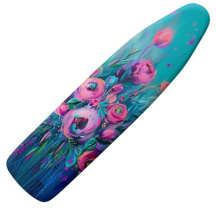 Copriasse Da Stiro Universale 120X40 Pittura A Olio Fiori Morbida Custodia Con Elastico, Resistente Al Calore, Rivestimento Impermeabile Anti-Bruciatura Con Bordo Elastico