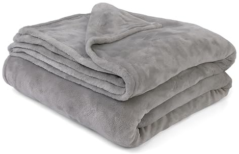 BESCH Manta de Microlina Poliéster Color Liso 160 x 220 cm Suave y Acogedora - Cobija de Polar Ligera Cálida Lavable a Máquina para Sofá, Cama o Viaje (Gris Plata)