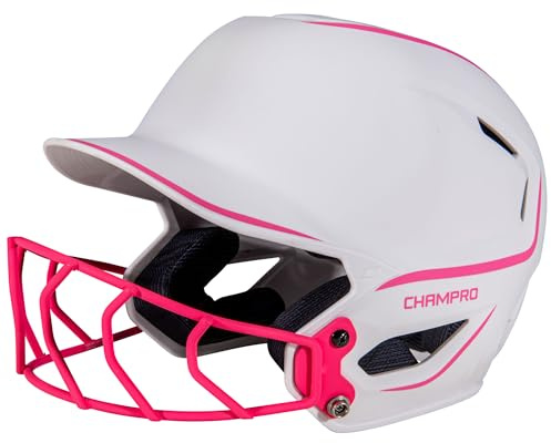 Champro HXE Fastpitch Matte Two-Tone Batting Helmet, Medium, Pink