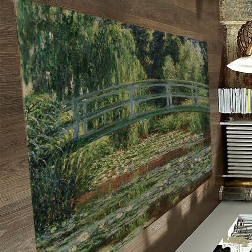 HOBBOY Tappeto giapponese 100 x 200 cm Laghetto di ninfee con salici piangenti Tappeti impressionisti in stile pittura a olio Mattossino sottile per studio