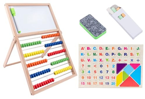 Boulier en bois jouet de comptage tableau blanc magnétique double face tableau boulier jouet éducatif pour l ' aide à l ' enseignement des mathématiques à la maternelle