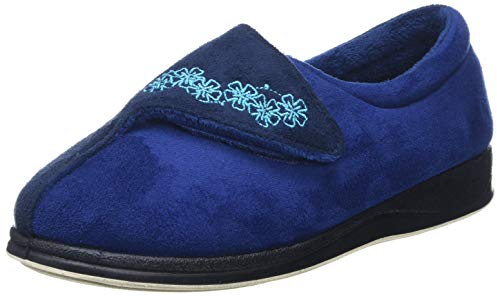 Padders Hug Wide EE Fitting Womens Memory Foam Slippers (5 UK, Royal Combi, numeric_5)