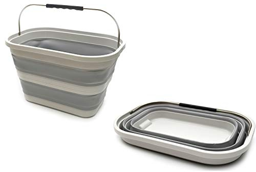 SAMMART 2er-Set - 20.8L (5.49Gallon) zusammenklappbarer rechteckiger praktischer Korb/Eimer (2, Grau)