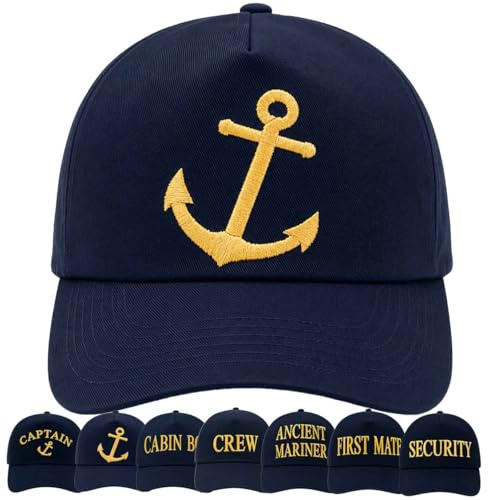 4sold Herren Kinder Kapitänsmütze Marine Army Military Baseballmütze Security Cap Captain Captain Cabin Boy Crew Yachting Inschrift Schriftzug Gold