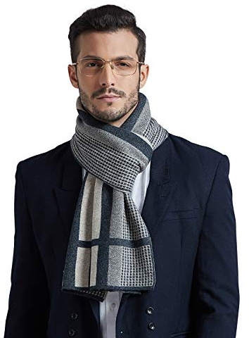 WANYING Herbst Winter Herrenschal 10% Wolle Gestrickter Schal Strickschal Wolleschal Modeschal für Urban Herren Gentleman Musik Notiz/Herringbone/Houndstooth Muster