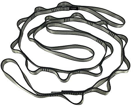 FOSER 2pcs Daisy Chains, Yoga Hammock Extension Strap, Adjustable Nylon Strap Fitness Pilates and Exercise Extend Band（Gray)