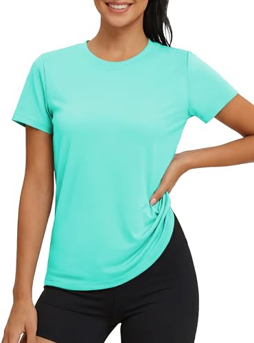 MAGCOMSEN Ropa Deportiva Mujer Camiseta Deporte Protección Solar UPF 50+ UV Camiseta Ligera de Verano Yoga Pilates Running Manga Corta Tops