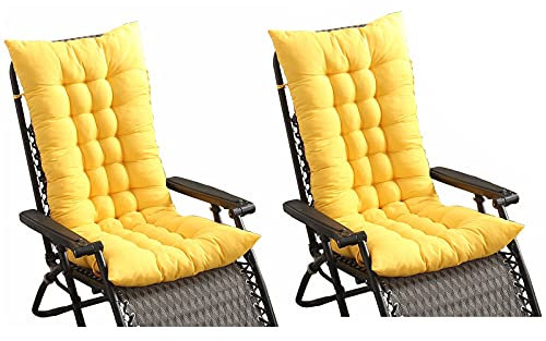 LLLD 2er Set Gartenstuhlauflagen Hochlehner Sitzauflagen Liegestuhl Stuhlkissen 6 Krawatten Design Für Gartenliegen Sonnenliege Liegestuhl(Keine Stühle) (Color : Yellow, Size : 110 * 40cm)