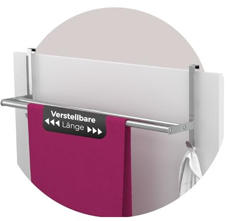 MDCASA Handtuchstange, Edelstahl I Handtuchhalter ohne Bohren & verstellbar inkl. Kratzschutz I Stabiler Handtuchhalter Tür für alle gängigen Türen
