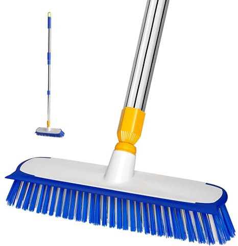 ITTAHO Brosse à Récurer 2 en 1 Robuste avec Manche Long, 140cm Poils Rigides pour Nettoyer la Cuisine, la Salle de Bains, le Patio