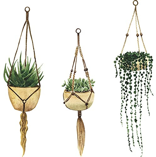 Duoyif Stickers Muraux Plantes Vertes Tropicales - Décoration Murale en Pot Suspendus pour Salon, Chambre, Cuisine et Bureau
