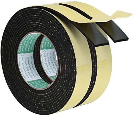 PATIKIL 2 Rollos 4M EVA Cinta Selladora Espuma Burlete Sellado, 30mm x 3mm(W*T) EVA Adhesivo de Alta Densidad Tira para Anti Frío, Aislante,Ruido y Colisión, Negro