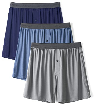 DAVID ARCHY Calzoncillos Tipo Bóxer para Hombre, Calzoncillos Holgados, con Botones, Bragueta Abierta, Rayón de Bambú, Paquete de 3