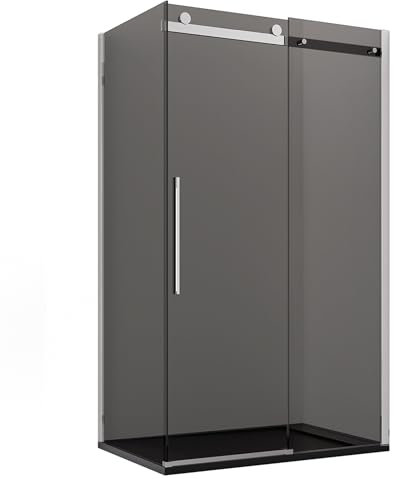 Box Doccia due lati Fume Nero porta scorrevole Senza profili H195 8mm anticalcare EUCLIDE - 70x100