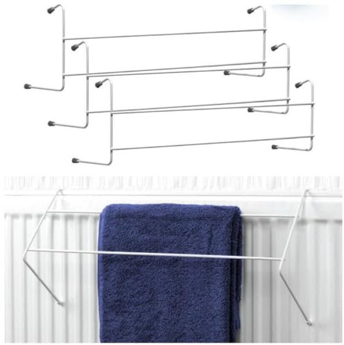 ADEPTNA Pack of 3 Radiator Airers Drying Clothes Laundry Rail Holder Indoor Hanging Rails - Easy Solution to Dry Clothes