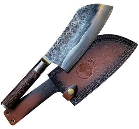 Satake Chinese Knife - Asiatisches Hackmesser für indoor & outdoor Zwecke - Kuro Mori Hackbeil mit Saia aus Kunstleder - Asia Messer