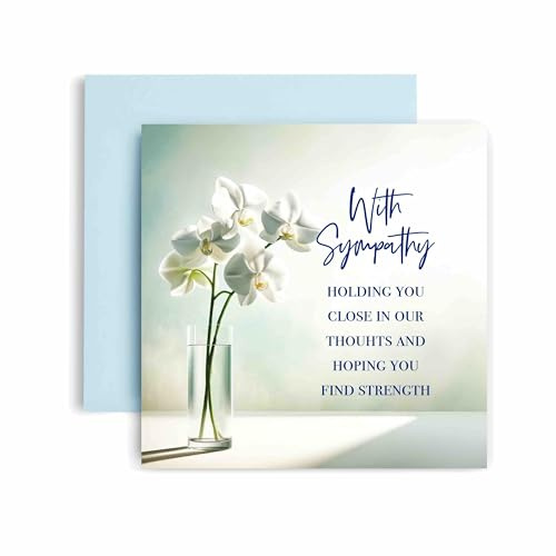 Huxters Tarjeta de condolencia con texto en inglés Sorry for you Loss - Close in our Thoughts condolence card - Tarjeta de felicitación - pensando en ti regalos - Tarjetas de duelo - 14,8 cm