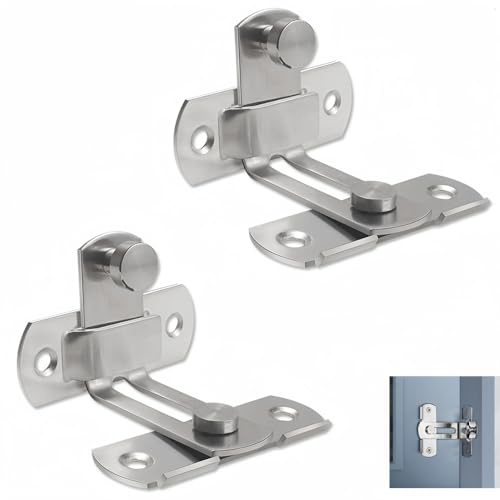 Edelstahl Türschloss Türriegel 90 Grad, Riegel mit Schrauben Schlossriegel Schiebetürschloss für Tor Badezimmer WC Garten Fenstertür 2PCS
