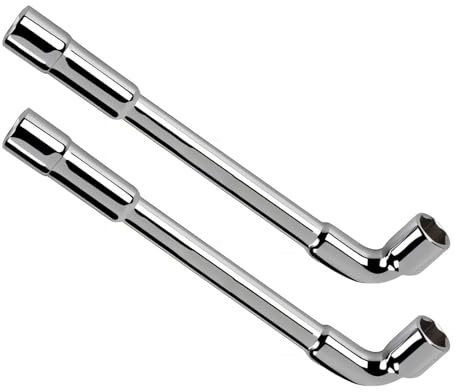 Vokenforu 2 Pcs Socket Wrench 8mm, Socket Spanners, L Shaped Spanner, Angled Head Wheel Nut Socket Wrench, Metric Hex Spanner