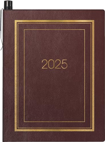 BRUNNEN Taschenkalender Modell 713 (2025), 2 Seiten = 1 Woche, A7, 160 Seiten, SOFT-Einband mit Ziergoldrand, bordeaux