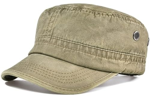 BABAHU Cappelli Militari in Cotone Lavato, Cappelli da Cadetto dell'Esercito, Design Unico, cachi, Taglia unica