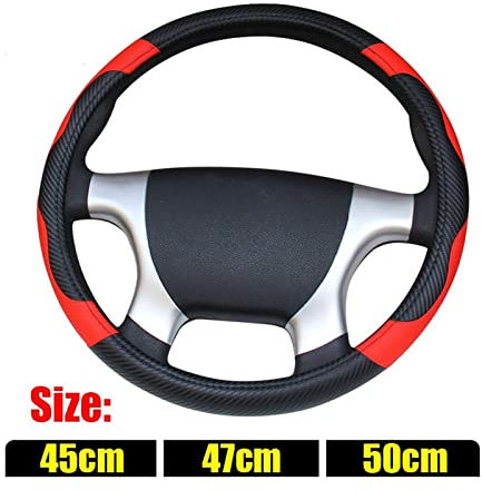 ECLUT Auto Lenkradhülle Für Auto Für Bus Für LKW Für Boot Auto Lenkradbezug Größe 45cm 47cm 50cm Kohlefaser Lenkradabdeckung