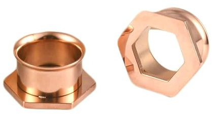 Stfery Tunnel 16mm, 2 Stück Ohr Plugs Chirurgenstahl Roségold Hohl Sechseck Damen Plug Ohr