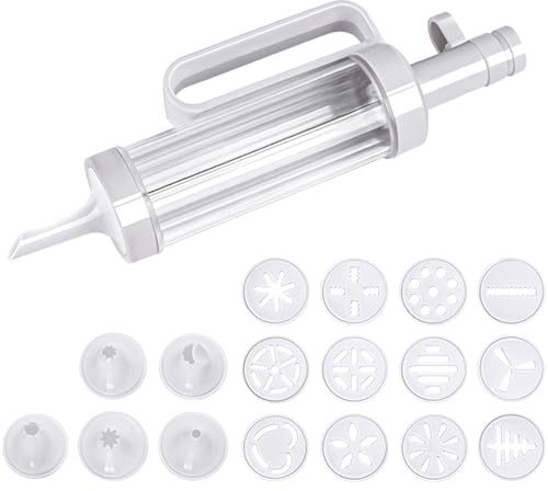 Cookie Press Kit DIY Cookie Press Decoration Kit with 6 Glass Nozzles and 12 Biscuit Discs Removable Biscuit Decorating Press Practical Dessert Decorating Syringe Set for Kitchen Cake Baking