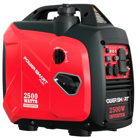 PowerSmart 2500 Watt Portable Inverter Generator, 79.8cc Gas Powered Engine with 5.5H Long Runtime, Ultra Quiet Small Generator for Camping, RV, Home Power Outage and Outdoor Emergency (HB5020)
