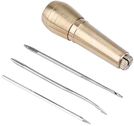 Ago Curvo, Ago Dritto, Ago con Foro di Rame, Punteruolo, Strumento da Cucito, Punteruolo da Cucito, Aghi, 3 Aghi, Punteruolo da Cucito, Riparazione in Pelle per Cucire