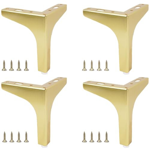Zythrem Gold Furniture Legs 13cm / 5 Inch Metal Triangle Furniture Legs Sofa Leg Heavy Duty Chair Leg with Screws Modern Style Gold Furniture Feet DIY Replacement for Table Bed Cabinet Ottoman