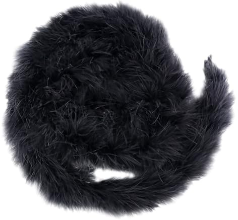 JIHUOO 16 g 2 m lange Party-Federboa, flauschiger Boa-Schal, Hochzeit, Federboa, Kostüm, Boa, Federboa, 1920er-Jahre, Flapper-Zubehör für Damen, Weihnachtsbaumschmuck, Schwarz