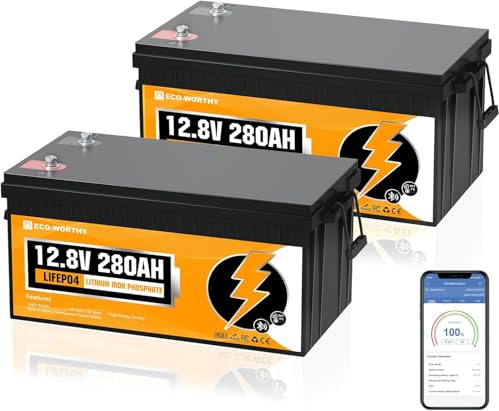 ECO-WORTHY 2Pack 12V 280AH LiFePO4 Lithium Battery with Bluetooth, Low-Temp