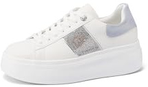 QUEEN HELENA Sneakers Platform Scarpe da Ginnastica con Strass Donna X32-9 (Bianco-Viola, Sistema Taglie Calzature EU, Adulto, Donna, Numero, Media, 40)