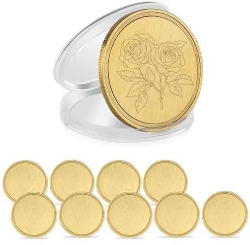 berjalan 10 Pièces de Pièces Vierges en Laiton pour Gravure au, Pièces Vierges en Métal de 40 mm avec Boîte de Protection en Acrylique