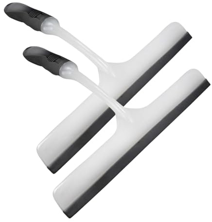 Best House | Window Squeegee Glass Cleaning Wiper | Pack of 2 | Grey White | Easy Grip Handle | Multipurpose Glass Shower Squeegee Window Cleaner | for Washing Cars, Glass, Bathroom, Kitchen & Tiles