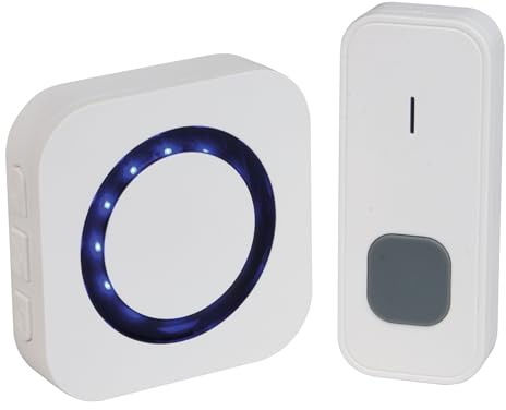 Lexi Wireless Doorbell IP65 Waterproof Wall Battery Operated Cordless Door Chime Kit with 300m Range 55 Chimes, 5-Level Volume & Blue Light Best for Plug in Door Entry Bell