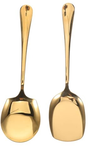 GALPADA Cucharas para Servir De Acero Inoxidable 2 Piezas, Cuchara Grande y Pala Metálica, Mango Largo Resistente, Utensilio Reutilizable para Restaurantes y Cenas Familiares