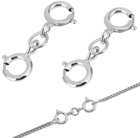 2 Pezzi Chiusure per Collane Argento, Chiusure per Braccialetti, Fibbia a Molla Fermagli in Acciaio Inox, Chiusura a Moschettone per Braccialetti e Collane, per Gioielli Fai Da Te