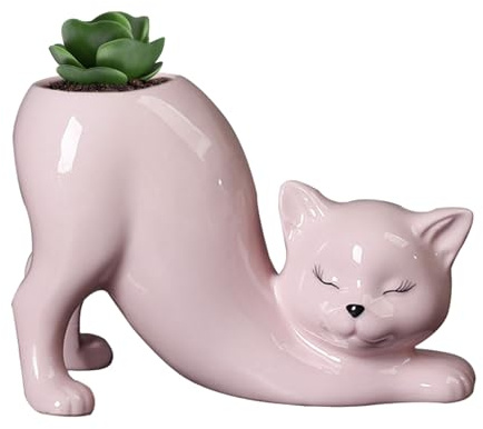 Genérico Pot de Flores de Columna de Cola de Gato Linda Linda, Maceta de Gato, para Plantas hidroponicales, decoración de Bodas de jardín en el hogar