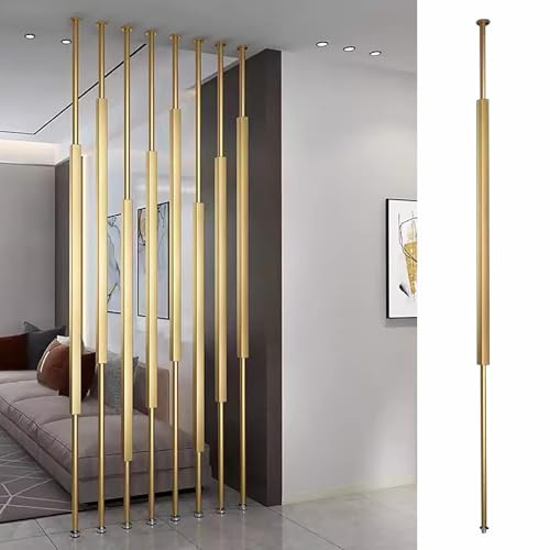 1 x goldener Raumteiler, Boden-zu-Decken-Trennwand für kleine Räume, 70–300 cm hoch, moderne Deko-Säule für Zuhause, Büro und Wohnzimmer (80 cm)